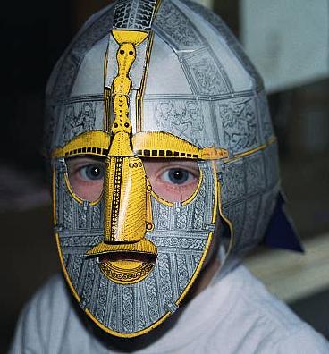 Andrew in Anglo-Saxon paper helmet